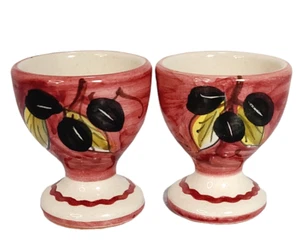 Ceramic Egg Cups (2) Hand Painted Made in Italy 2.5" tall - Picture 1 of 6