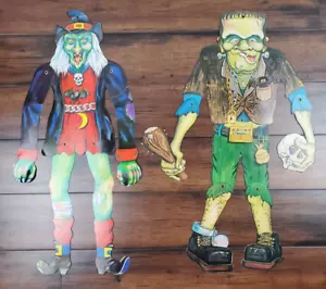 Lotto vintage anni '80 Amscan HALLOWEEN DIECUT DECORAZIONE articolato Frankenstein Witch Monster - Foto 1 di 9