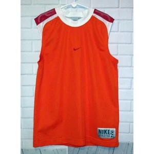 Nike Boys Jersey Tank Top Orange White Mesh Crew Neck Logo Embroidered M New - Picture 1 of 4