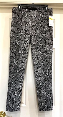 NWT KAREN KANE LEGGINGS - Black/White Poly Blend Knit, Snakeskin Print, Large - Image 1 of 4