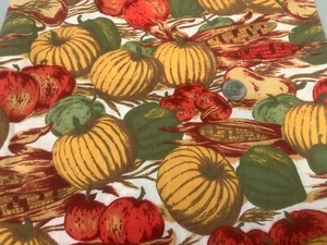 Vintage Cotton Fabric Pumpkins Squash Corn Harvest 1970’s, 80’s 52”x 2.5 Yd - Picture 1 of 5