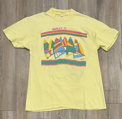 Camiseta De Colección STEDMAN Naples, Florida 1987 Turismo XL Amarilla Hecha en EE. UU. RARA Foto 1 de 4
