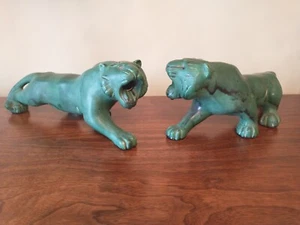 Pr. Seltene Vintage grüne Keramik Panther/Leoparden um 1940 - Bild 1 von 9