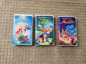 Lot Of 3-Walt Disney The Classics Black Diamond VHS Aladdin Fox Hound Mermaid - Picture 1 of 24