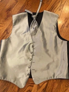 Brandon Michaels Silver FULLBACK  tuxedo vest w/longtie Large PROM/WEDDING - Picture 1 of 1