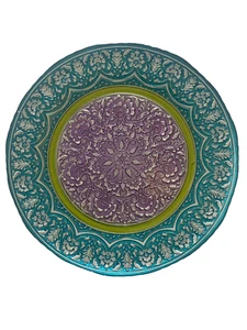 Hand Painted Turkish Style Glass Plate 13” Diameter - Picture 1 of 13