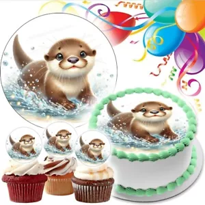 Cake topper lontra marina festa decorazione commestibile compleanno festa cupcake donnola nuovo - Foto 1 di 13