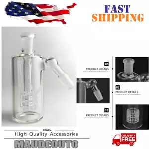 1x 14mm Glass Ash Catcher 45 Degree Glass Water Bong 45 ° Thick Pyrex Bubbler - Picture 1 of 7