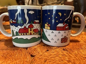Vintage 1970s Christmas Mugs Made In Japan - Picture 1 of 4