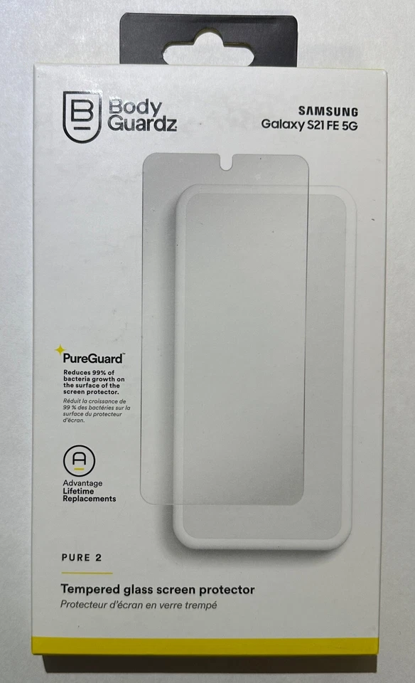 BodyGuardz Pure2 Tempered Glass Screen Protector for Samsung Galaxy S21 FE 5G - Image 1 of 1