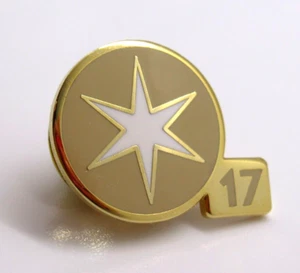17 Year Service Award Lapel Pin Gold Tone White Star Employee Recognition Badge - Picture 1 of 6