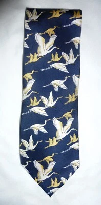 Smithsonian Institution 男式领带 100% 真丝飞行起重机 61 英寸海军蓝 — 第 1/4 张图片