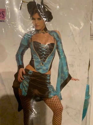 Fantasia sexy japonesa gueixa menina gueixa tamanho adulto XS 2-6 azul-petróleo preta nova sem etiquetas Secret Wishes - Imagem 1 de 4