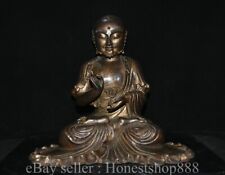 18.4" Rare Old Tibetan Copper Gilt Feng Shui Arhat Lohan Buddha Sculpture