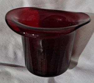 Vintage Ruby Red Blown Glass Jack n Pulpit Hat Vase  - Picture 1 of 6