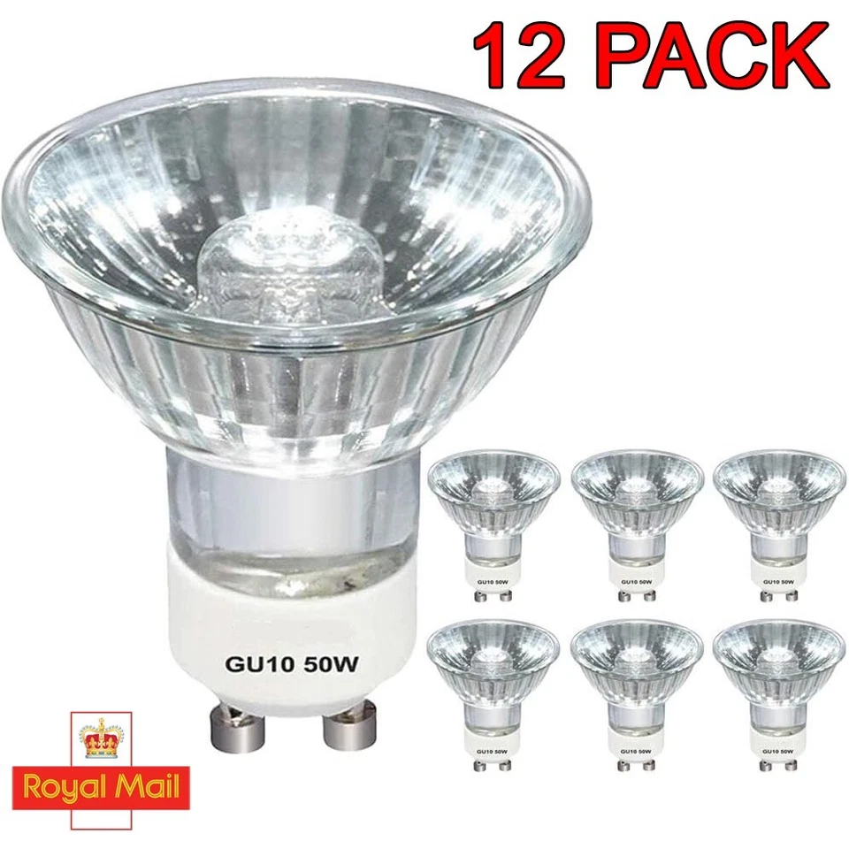 LUX 12 Pack 50w GU10 Long Life Halogen Reflector Lamp Dimmable Spot Light Bulb
