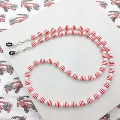 Collar de gafas de lectura con bastón de caramelo, cadena de gafas de Navidad, soporte para gafas Foto 1 de 4