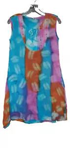 Tie Dye Boho Hippie Festival Beachy Tank Top Dress Swim Cover Womens Size Small - Picture 1 of 2