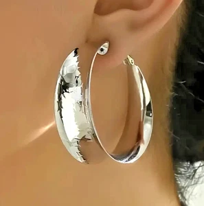 Paar Damen Modische Creolen - Minimalistisches cooles Design versilbert - Bild 1 von 6