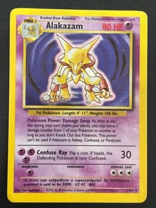 Alakazam 1/102 Holo Raro Ilimitado WOTC Pokémon Conjunto Base - Imagen 1 de 4