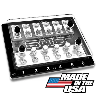 STEVE MEADE DESIGNS (SMD) SMD Six XL2 6 Spot ANL Distribution Fuse Block - Stainless & Aluminum Hardware