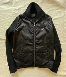 Suéter Prada Para Hombre Acolchado Nylon Lana Técnico NEGRO $2,300 Hecho en Italia - Imagen 1 de 14