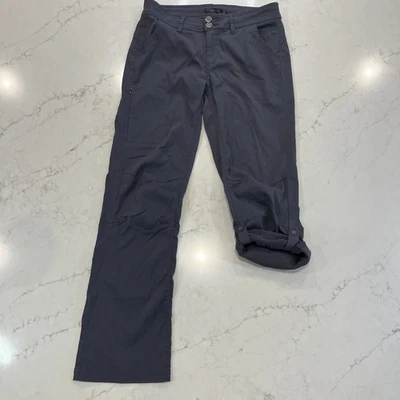 Prana Halle Straight Pants Womens 10 Gray Roll Tab Leg Hiking Stretch Outdoor - Image 1 of 4