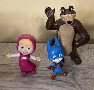 Figuras de acción de Masha y el oso de juguete para fiestas y decoraciones de pasteles de 3 piezas - Imagen 1 de 7