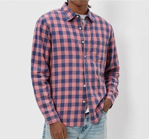 J.Crew Blue Pink Cotton Plaid Classic-Fit Button-Down Long Sleeve Shirt Size L - Picture 1 of 5