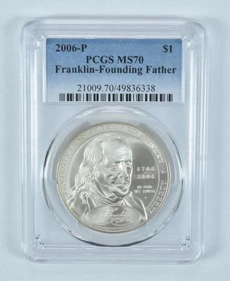 2006-P Benjamin Franklin Founding Father Commemorative $1 MS70 PCGS - Image 1 of 4