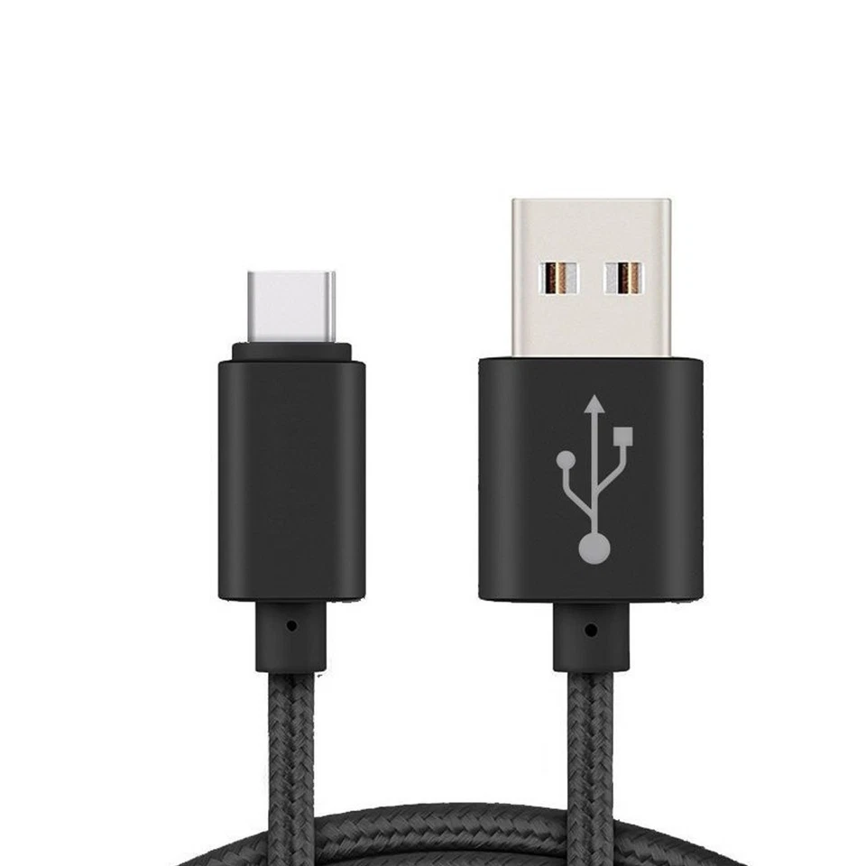 USB A to Type C USB Cable Fast Charge & Data Transfer Black Braided Cable - Image 1 of 1