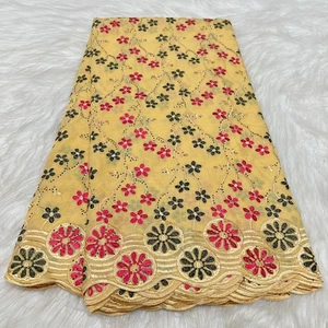 YQOINFKS Swiss Voile Lace Cotton Fabric Sewing Textile Stones Embroidery Mesh 5Y - Picture 1 of 21