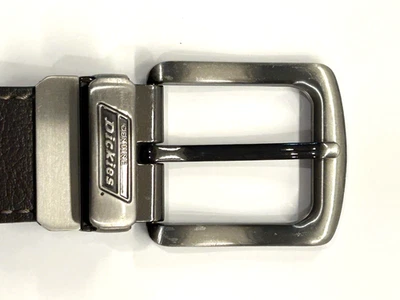 Genuine Dickies Brown Leather Work Belt Silvertone Buckle Vtg USA Mens 40/100 - Image 1 of 4