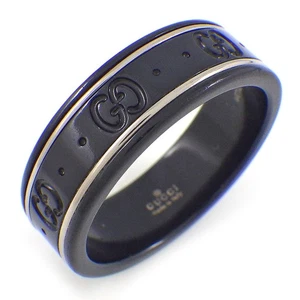 Gucci Anello Icona Online Esclusiva Fascia Sottile 750WG Ceramica Nera #22 US9,5 - Foto 1 di 10