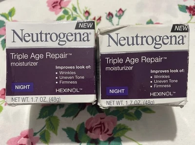 2~ Neutrogena Triple Edad Hidratante Reparador Noche 1.7oz Caja Hexinol Retirada Leer Foto 1 de 4