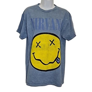 Nirvana Band T-shirt Size Medium New Unisex Grunge Music Rock 90's Blue - Picture 1 of 5