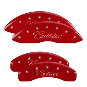 MGP Caliper Covers Red, Silver Cadillac (Cursive) for 2007-2020 Cadillac - Picture 1 of 4