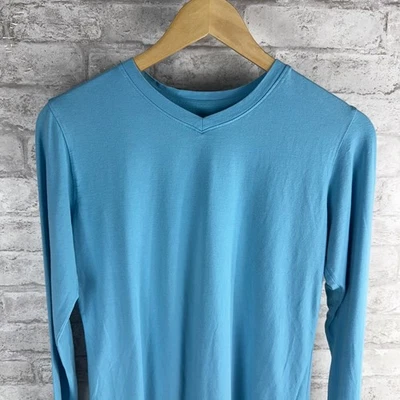 Coolibar UPF 50+ Sun Protection Long Sleeve V Neck Top Blue Womens Size Small - Image 1 of 4