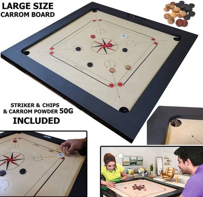 Large Carrom Board Game PREMIUM QUALITY Size 81cm x 81cm With Striker and Coins - Image 1 of 4