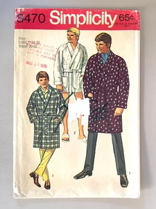 Bata de hombre Simplicity años 60 patrón 8470 talla S sin cortar - Imagen 1 de 2