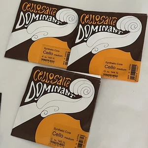 (3) Thomastik cellosalte dominant 143 1/2 , 144 1/2 , 145 1/2 Medium Strings - Picture 1 of 5
