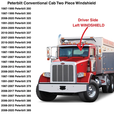 Fit Peterbilt 200 & 3-Series Driver Left Side Front Windshield Window Glass - Image 1 of 3