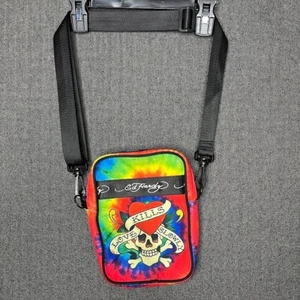 Ed Hardy Cross Body Bag Unisex Adustable Multicolor Zip Pockets Y2K Grunge  - Picture 1 of 9