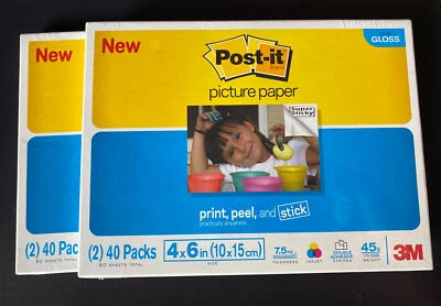 NEW Post-It Brand Picture Paper Semi Gloss 2 x 80 Packs 4x6 in.  7.5 mil Ink Jet - Image 1 of 2