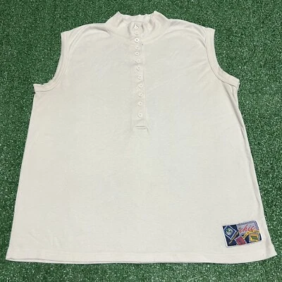 Camisa De Colección Años 80 90 Chic Goletas Sin Mangas Botón Blanca Talla Grande EE. UU. Foto 1 de 4