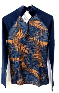 Smartwool Mujer Mediano Merino 250 Patrón 1/4 Cremallera Manga Larga Capa Base Palmeras - Imagen 1 de 8