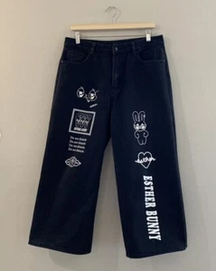 BNWT - LAZY OAF - ESTHER BUNNY - LTD EDITION - BLACK JEANS - XL - SIZE 18 - NEW - Picture 1 of 7