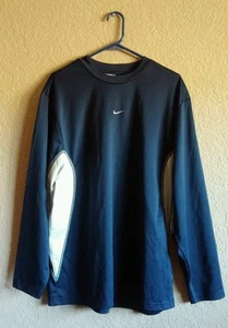 Nike Athletics Langarm Mesh Vented Shirt Herren Gr. L Navy Blau Weiß - Bild 1 von 6