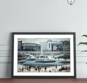 Piccadilly Gardens People ENMARCADO ARTE DE PARED PINTURA 4 TALLAS LS Estilo Lowry - Imagen 1 de 14