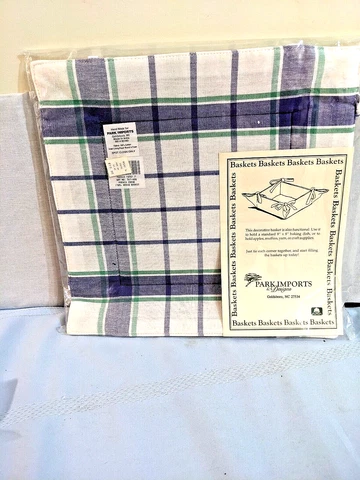 Park Imports Basket French Check Bread Basket  8 x 8" New Cover